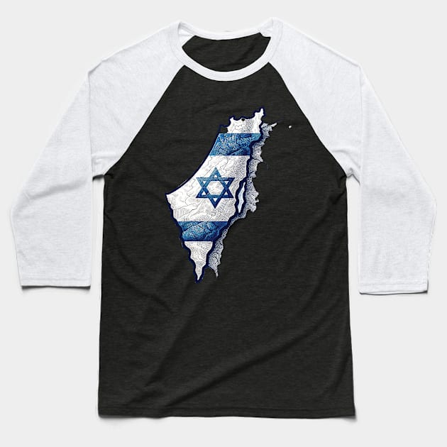ISRAEL MAP Baseball T-Shirt by Gold Turtle Lina